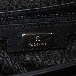 Pre Owned Aigner Black Quilted Leather Genoveva M Crossbody Bag
