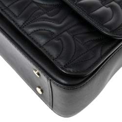 Pre Owned Aigner Black Quilted Leather Genoveva M Crossbody Bag