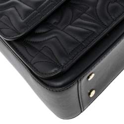 Pre Owned Aigner Black Quilted Leather Genoveva M Crossbody Bag