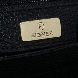 Aigner Black Leather Genoveva M Top Handle Bag 