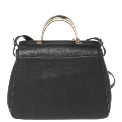 Aigner Black Leather Genoveva M Top Handle Bag 