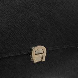 Aigner Black Leather Genoveva M Top Handle Bag 