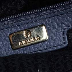 Pre Owned Aigner Blue Leather Cavallina Tote