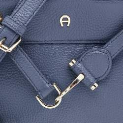 Pre Owned Aigner Blue Leather Cavallina Tote