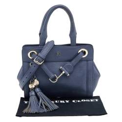 Pre Owned Aigner Blue Leather Cavallina Tote