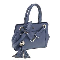 Pre Owned Aigner Blue Leather Cavallina Tote