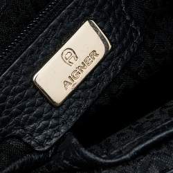 Pre Owned Aigner Black Leather Cavallina Tote