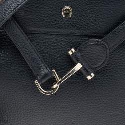 Pre Owned Aigner Black Leather Cavallina Tote