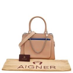 Pre Owned Aigner Beige Leather Amber Tote