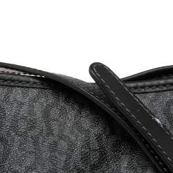 Pre Owned Aigner Black Signature Coated Canvas and Leather Crossbody Bag