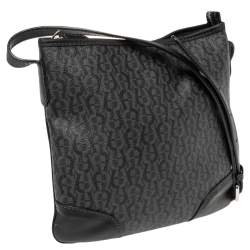 Pre Owned Aigner Black Signature Coated Canvas and Leather Crossbody Bag
