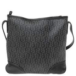 Pre Owned Aigner Black Signature Coated Canvas and Leather Crossbody Bag