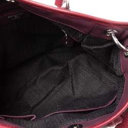 Pre Owned Aigner Purple/Burgundy Leather And Lizard Embossed Leather Front Pocket Satchel