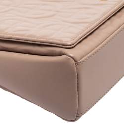 Pre Owned Aigner Pink Leather Logo Flap Shoulder Bag