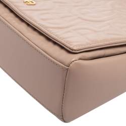 Pre Owned Aigner Pink Leather Logo Flap Shoulder Bag