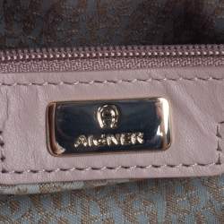 Pre Owned Aigner Pink Leather Logo Flap Shoulder Bag