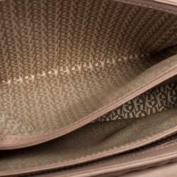 Pre Owned Aigner Pink Leather Logo Flap Shoulder Bag