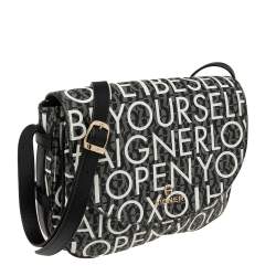 Pre Owned Aigner Black Signature Canvas And Leather Flap Shoulder Bag