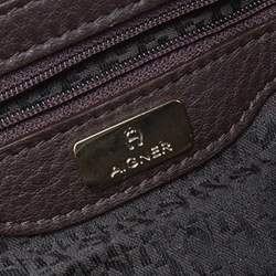 Pre Owned Aigner Brown Signature Coated Canvas and Leather Zip Shoulder Bag