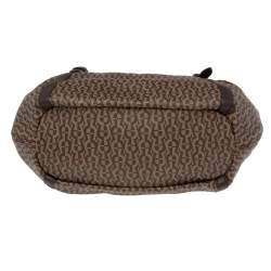 Pre Owned Aigner Brown Signature Coated Canvas and Leather Zip Shoulder Bag