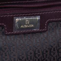 Pre Owned Aigner Dark Brown Leather Boston Bag