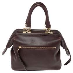 Pre Owned Aigner Dark Brown Leather Boston Bag