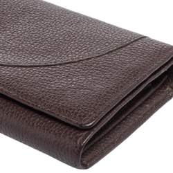 Pre Owned Aigner Plum Leather Logo Flap Continental Wallet