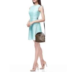 Pre Owned Aigner Brown Monogram Coated Canvas & Leather Dome Crossbody Bag