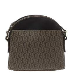 Pre Owned Aigner Brown Monogram Coated Canvas & Leather Dome Crossbody Bag