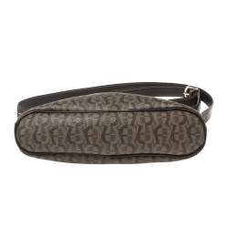 Pre Owned Aigner Brown Monogram Coated Canvas & Leather Dome Crossbody Bag