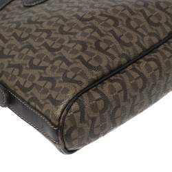 Pre Owned Aigner Brown Monogram Coated Canvas & Leather Dome Crossbody Bag