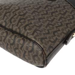 Pre Owned Aigner Brown Monogram Coated Canvas & Leather Dome Crossbody Bag