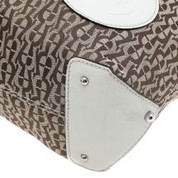 Pre Owned Aigner Beige/Off White Canvas and Leather Hobo