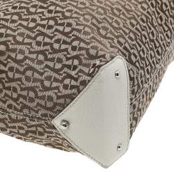 Pre Owned Aigner Beige/Off White Canvas and Leather Hobo