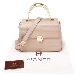 Pre Owned Aigner Pink Leather Genoveva Top Handle Bag
