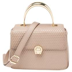 Pre Owned Aigner Pink Leather Genoveva Top Handle Bag