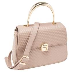 Pre Owned Aigner Pink Leather Genoveva Top Handle Bag