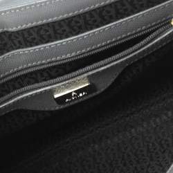 Pre Owned Aigner Grey Leather Turnlock Flap Shoulder Bag