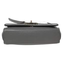 Pre Owned Aigner Grey Leather Turnlock Flap Shoulder Bag