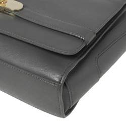 Pre Owned Aigner Grey Leather Turnlock Flap Shoulder Bag