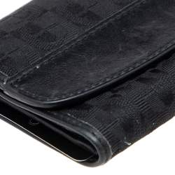 Aigner Black Signature Canvas and Leather Trifold Wallet