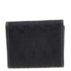 Aigner Black Signature Canvas and Leather Trifold Wallet