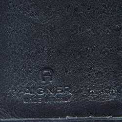 Aigner Black Signature Canvas and Leather Trifold Wallet