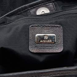 Aigner Black Signature Canvas and Leather Hobo