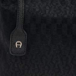 Aigner Black Signature Canvas and Leather Hobo
