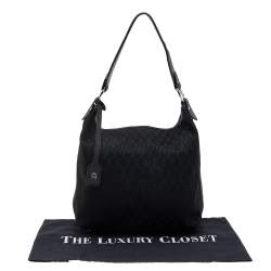 Aigner Black Signature Canvas and Leather Hobo