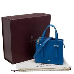 Pre Owned Aigner Blue Leather Lana City Tote