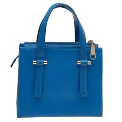 Pre Owned Aigner Blue Leather Lana City Tote