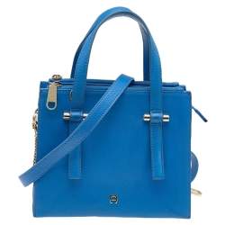 Aigner Blue Leather Lana City Tote Aigner TLC