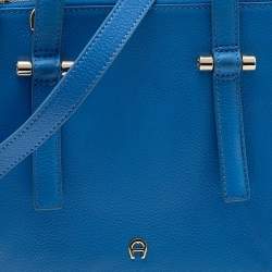 Pre Owned Aigner Blue Leather Lana City Tote